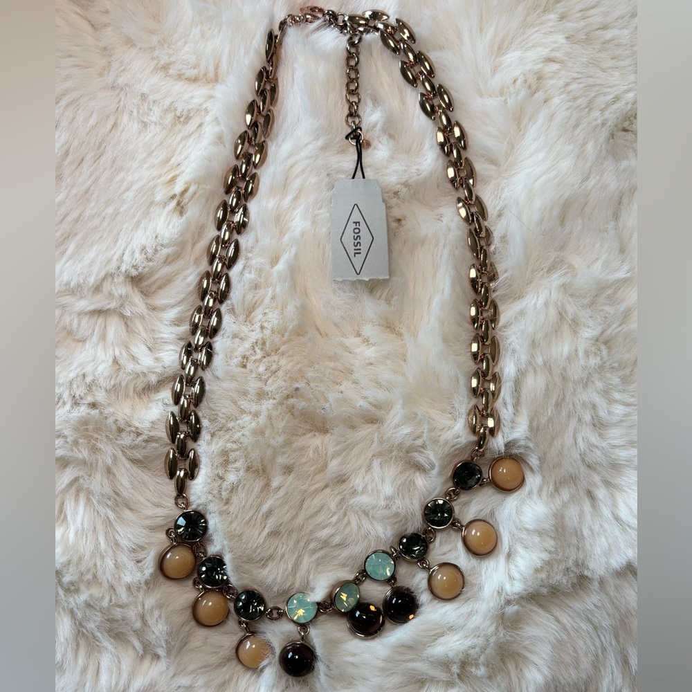 Fossil Gold and Brown Bohemian Necklace